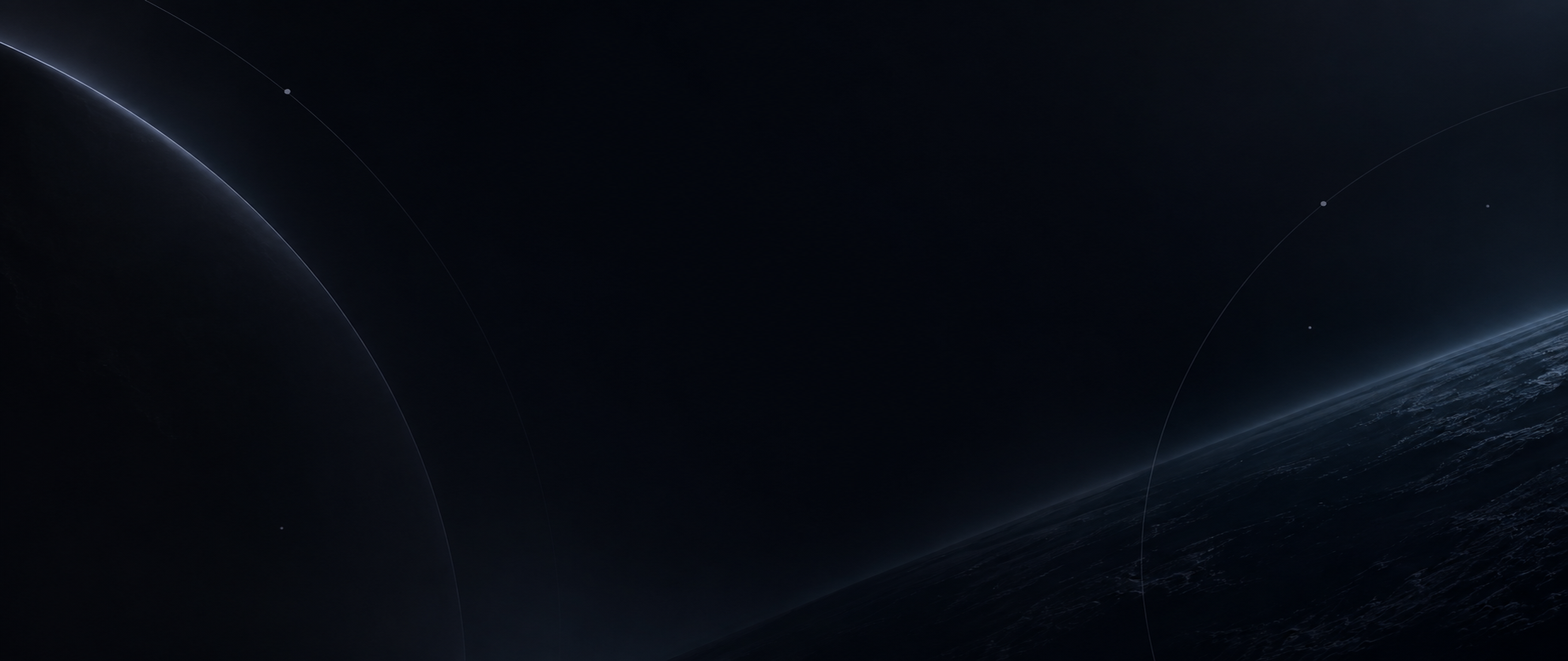Abstract flowing light forms against deep space